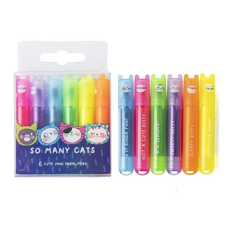 6pcs So Many Cats Cute Scented Mini Highlighter Pens V563-AHM22574-1PC
