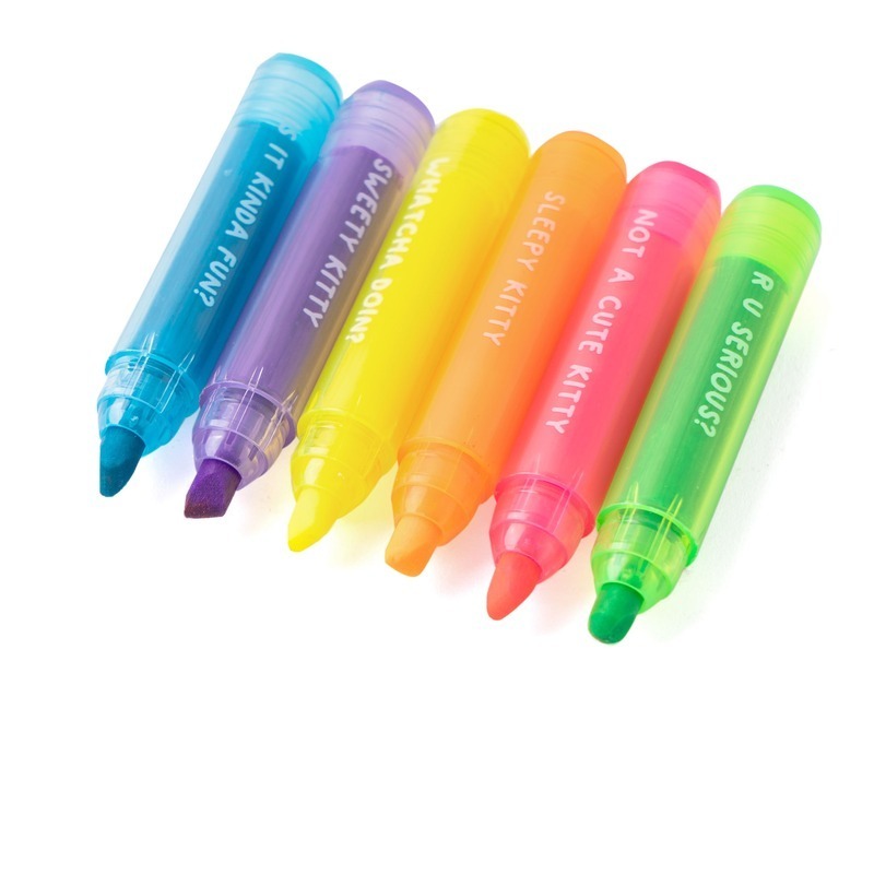 6pcs So Many Cats Cute Scented Mini Highlighter Pens V563-AHM22574-1PC