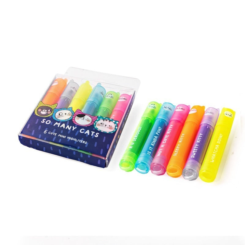 6pcs So Many Cats Cute Scented Mini Highlighter Pens V563-AHM22574-1PC