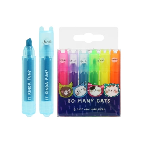 6pcs So Many Cats Cute Scented Mini Highlighter Pens V563-AHM22574-1PC