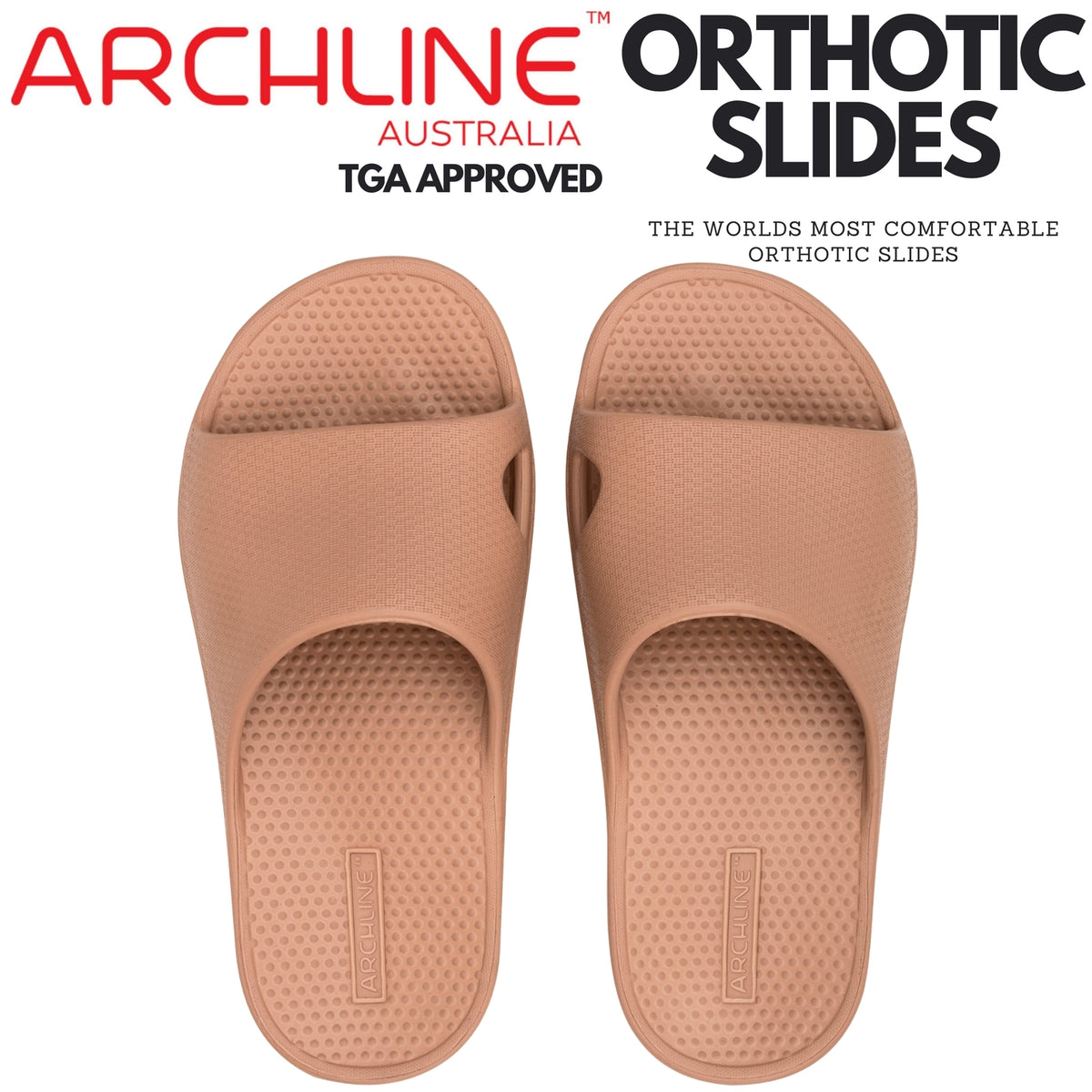 Archline Rebound Orthotic Slides Flip Flop Thongs Slip On Arch Support - Putty - Euro 37 V563-AHS00103-37
