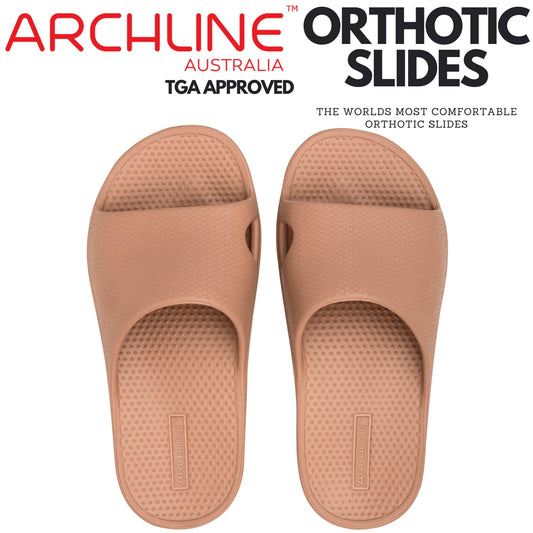 Archline Rebound Orthotic Slides Flip Flop Thongs Slip On Arch Support - Putty - Euro 37 V563-AHS00103-37
