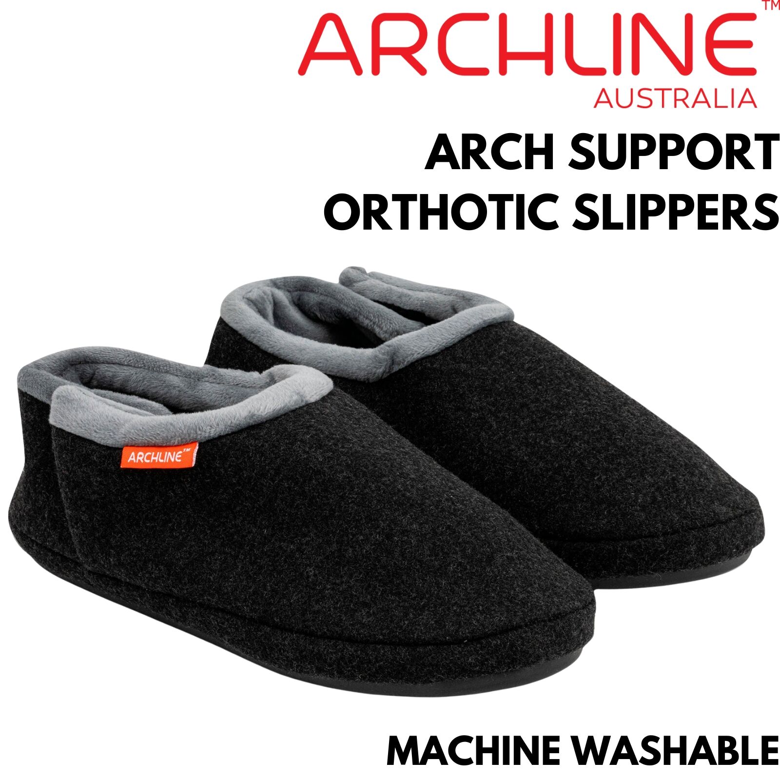 ARCHLINE Orthotic Slippers CLOSED Arch Scuffs Orthopedic Moccasins Shoes in Charcoal Marle - EUR 40