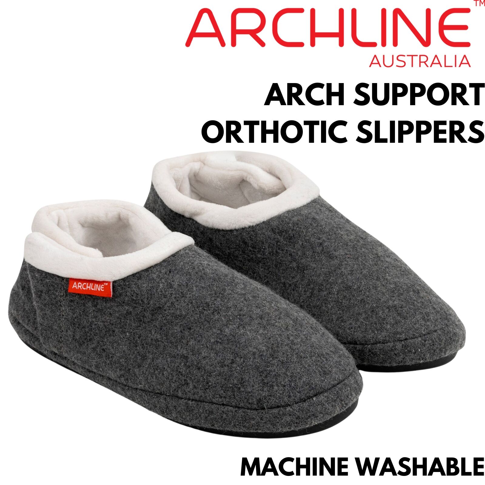 ARCHLINE Orthotic Slippers CLOSED Arch Scuffs Orthopedic Moccasins Shoes in Grey Marle - EUR 37 V563-ARCHLINE-CLSD-GRYMRLE-37