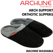 ARCHLINE Orthotic Slippers Slip On Arch Scuffs Orthopedic Moccasins in Charcoal Marle - EUR 38