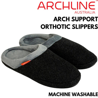 ARCHLINE Orthotic Slippers Slip On Arch Scuffs Orthopedic Moccasins in Charcoal Marle - EUR 40 V563-ARCHLINE-SLIPON-CHMARL-40