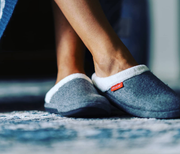 ARCHLINE Orthotic Slippers Slip On Arch Scuffs Orthopedic Moccasins in Grey Marle - EUR 41