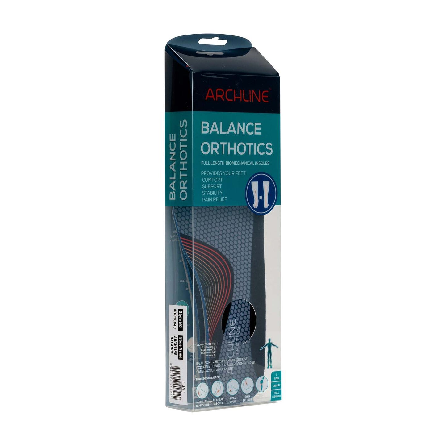 ARCHLINE Orthotics Insoles Balance Full Length Arch Support Pain Relief - EUR 45 V563-ARO160-45