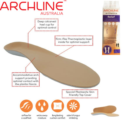 ARCHLINE Insoles Orthotics Full Length Arch Support Diabetics Plantar Fasciitis - EUR 41 V563-ARO180-41
