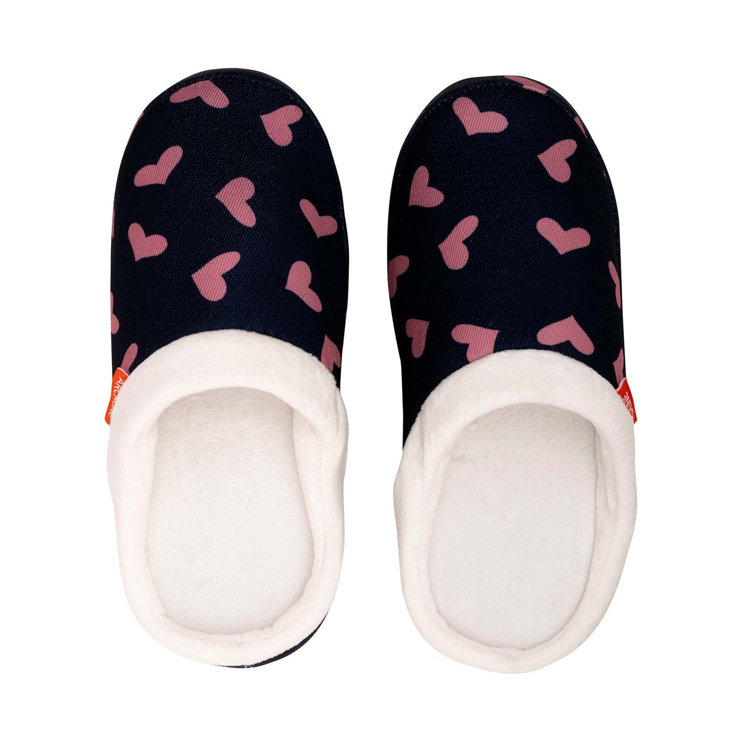 ARCHLINE Orthotic Slippers Slip On Scuffs Pain Relief Moccasins - Navy with Hearts - EUR 35 (Womens US 4) V563-AS302-35