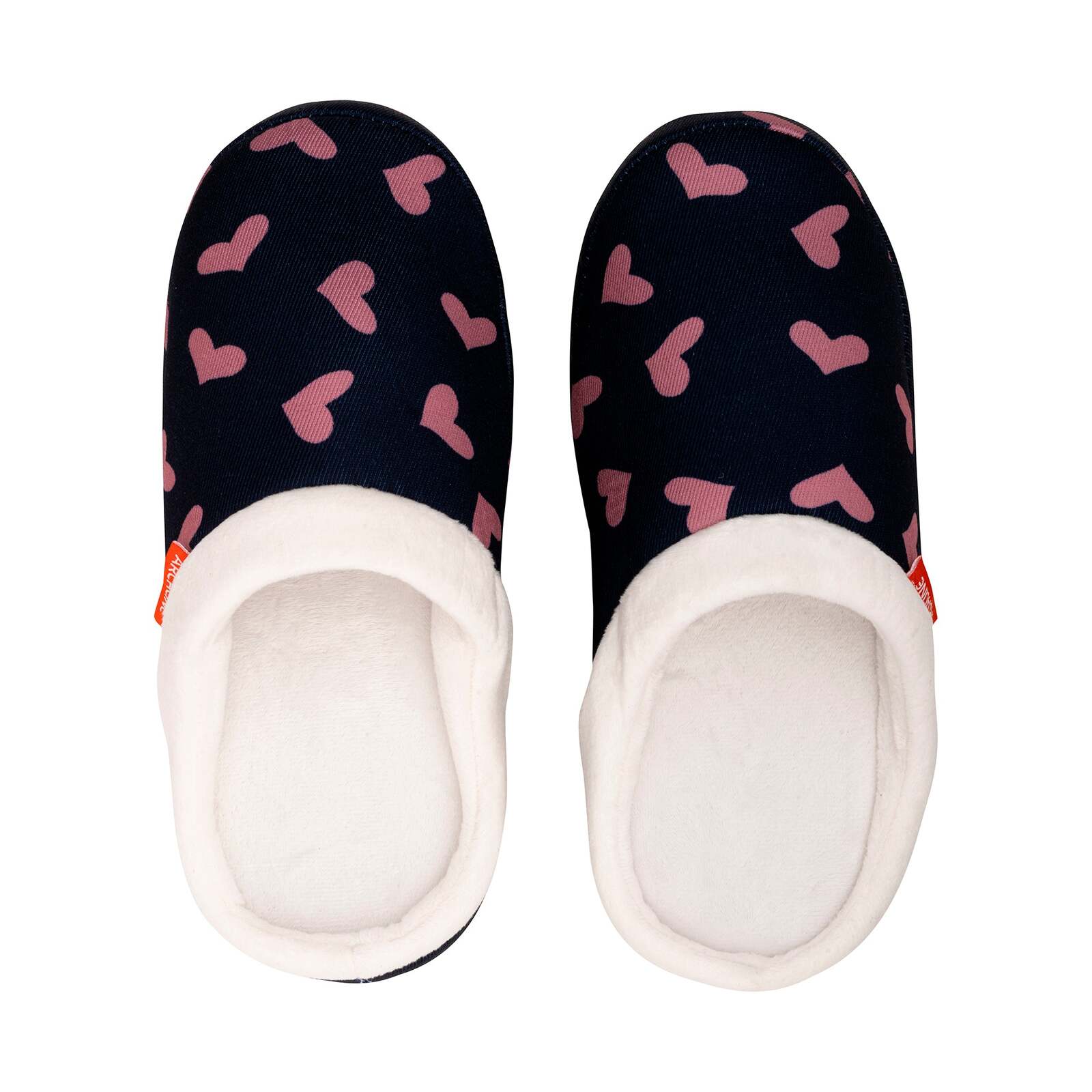 ARCHLINE Orthotic Slippers Slip On Scuffs Pain Relief Moccasins - Navy with Hearts - EUR 35 (Womens US 4) V563-AS302-35