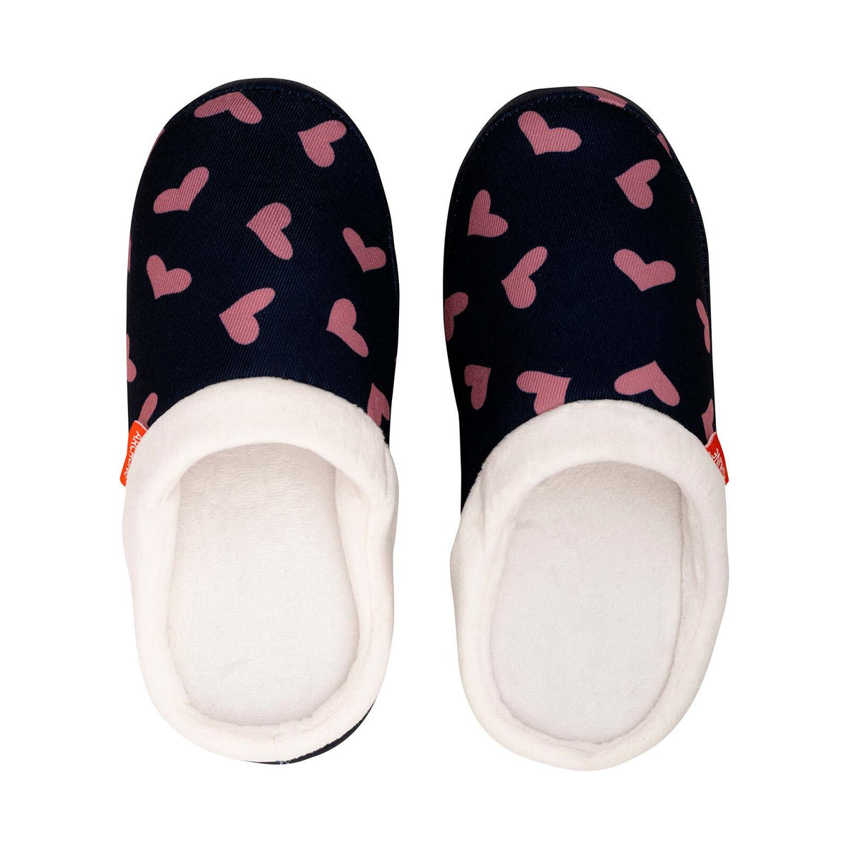 ARCHLINE Orthotic Slippers Slip On Scuffs Pain Relief Moccasins - Navy with Hearts - EUR 35 (Womens US 4) V563-AS302-35