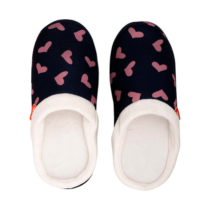 ARCHLINE Orthotic Slippers Slip On Scuffs Pain Relief Moccasins - Navy with Hearts - EUR 35 (Womens US 4) V563-AS302-35