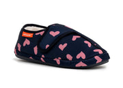 ARCHLINE Orthotic Plus Slippers Closed Scuffs Pain Relief Moccasins - Navy Hearts - EU 37