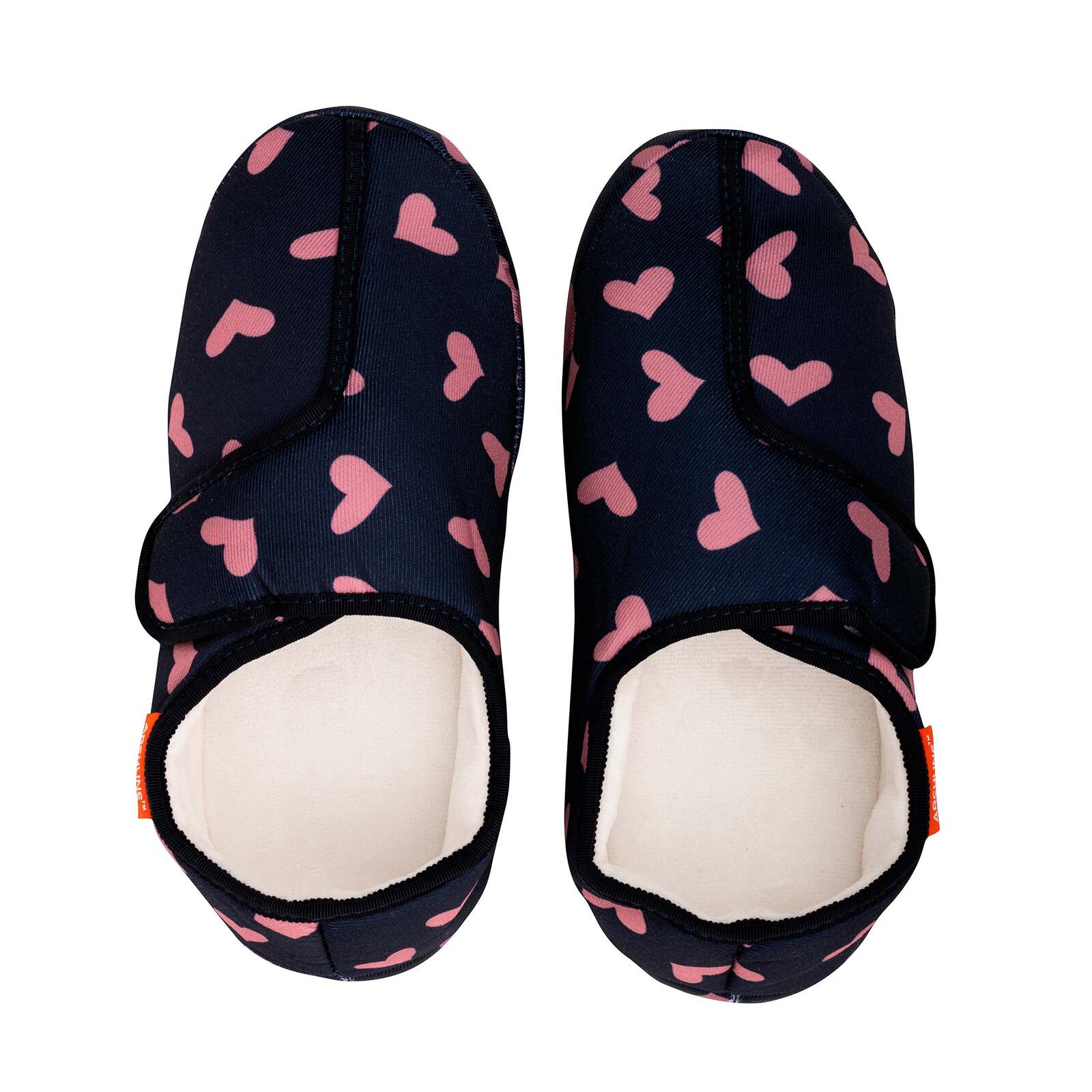 ARCHLINE Orthotic Plus Slippers Closed Scuffs Pain Relief Moccasins - Navy Hearts - EU 37