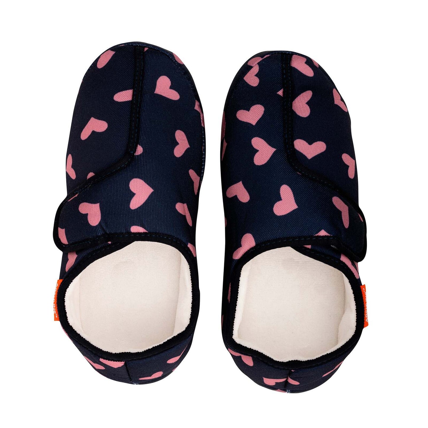 ARCHLINE Orthotic Plus Slippers Closed Scuffs Pain Relief Moccasins - Navy Hearts - EU 37 V563-AS311-37