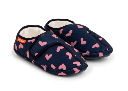 ARCHLINE Orthotic Plus Slippers Closed Scuffs Pain Relief Moccasins - Navy Hearts - EU 41 V563-AS311-41