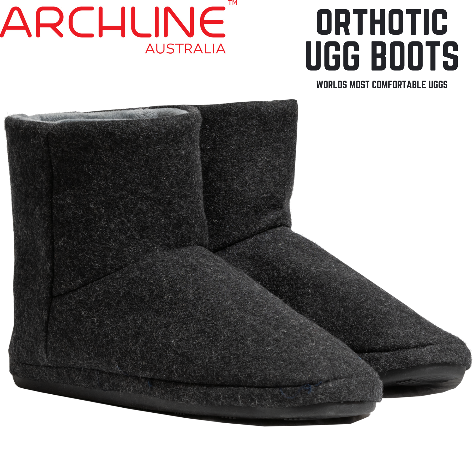 Archline Orthotic UGG Boots Slippers Arch Support Warm Orthopedic Shoes - Black - EUR 40 (Mens US 7) V563-AS403-40