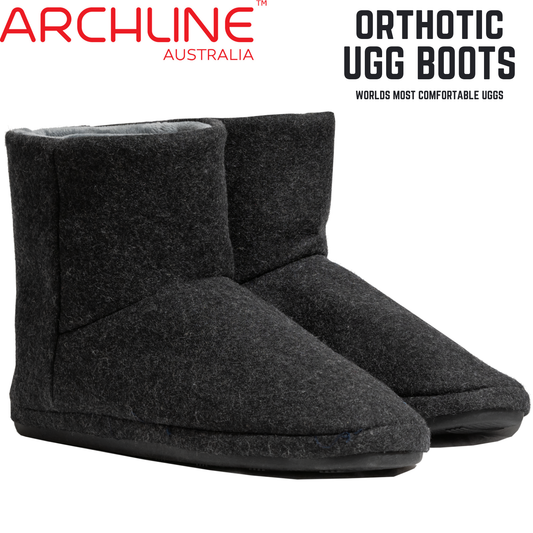 Archline Orthotic UGG Boots Slippers Arch Support Warm Orthopedic Shoes - Black - EUR 40 (Mens US 7) V563-AS403-40