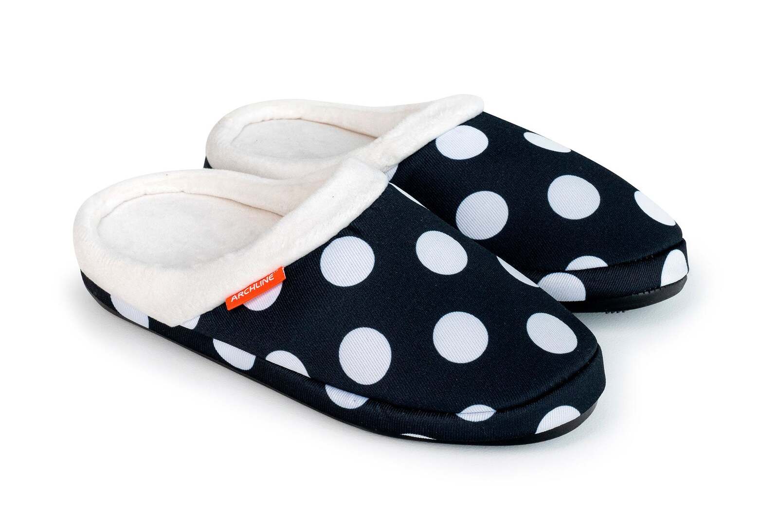 ARCHLINE Orthotic Slippers Slip On Arch Scuffs Pain Relief Moccasins - Polka Dots - EU 40 V563-AS502-40