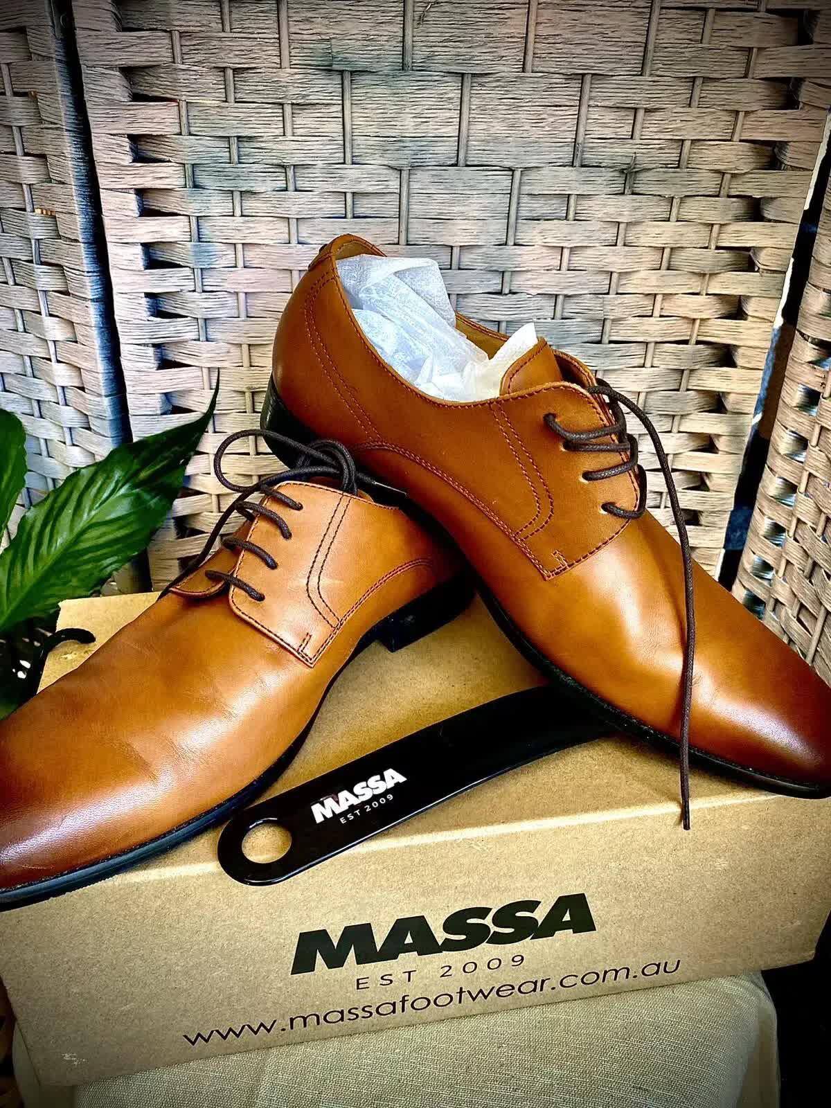 Massa Ascoli Leather Derby Dress Lace Up Shoes Wedding Business Formal in Tan - UK 11 V563-ASCOLI-TAN-UK11