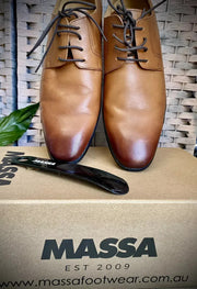 Massa Ascoli Leather Derby Dress Lace Up Shoes Wedding Business Formal in Tan - UK 8