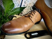 Massa Ascoli Leather Derby Dress Lace Up Shoes Wedding Business Formal in Tan - UK 8