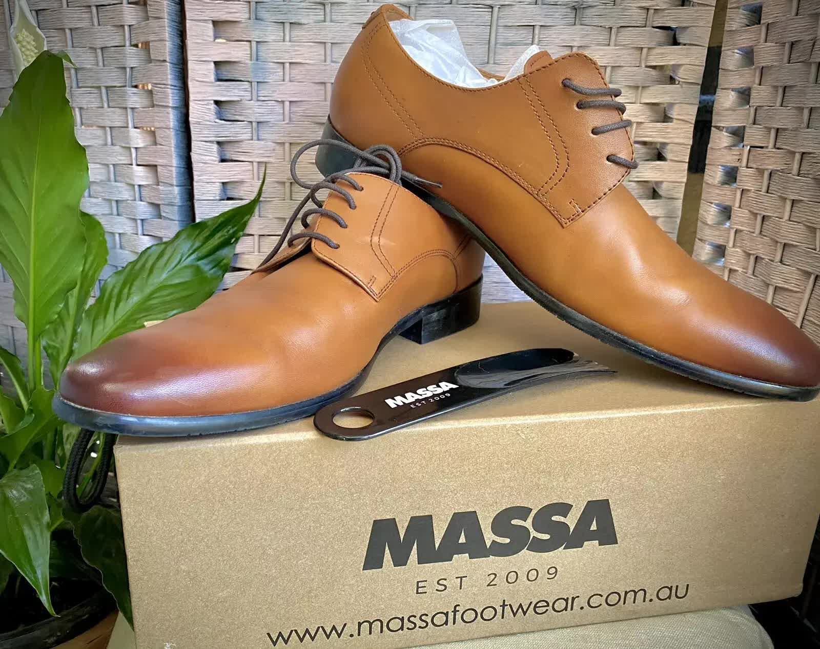 Massa Ascoli Leather Derby Dress Lace Up Shoes Wedding Business Formal in Tan - UK 8 V563-ASCOLI-TAN-UK8
