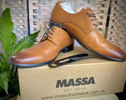 Massa Ascoli Leather Derby Dress Lace Up Shoes Wedding Business Formal in Tan - UK 8