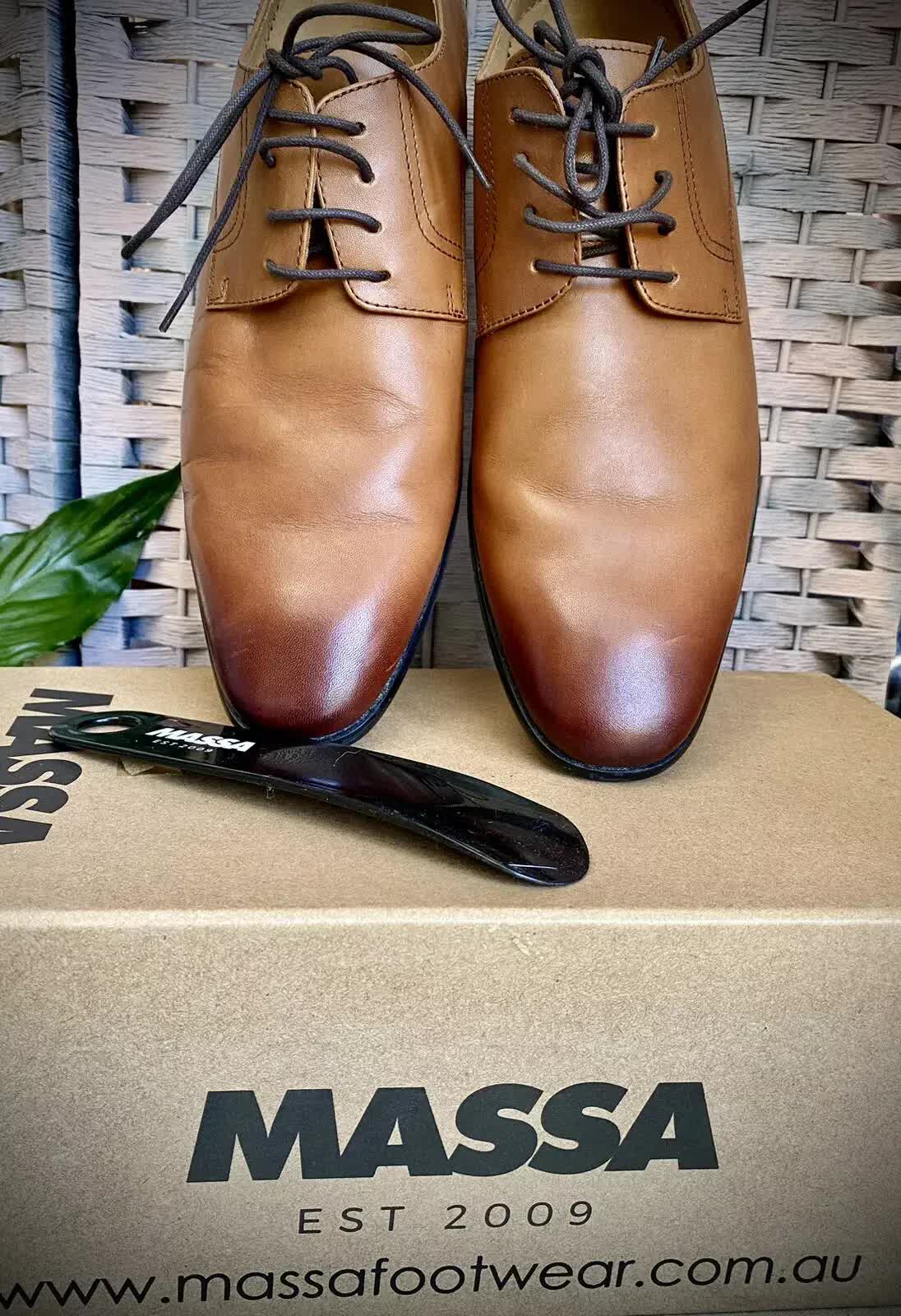 Massa Ascoli Leather Derby Dress Lace Up Shoes Wedding Business Formal in Tan - UK 9 V563-ASCOLI-TAN-UK9
