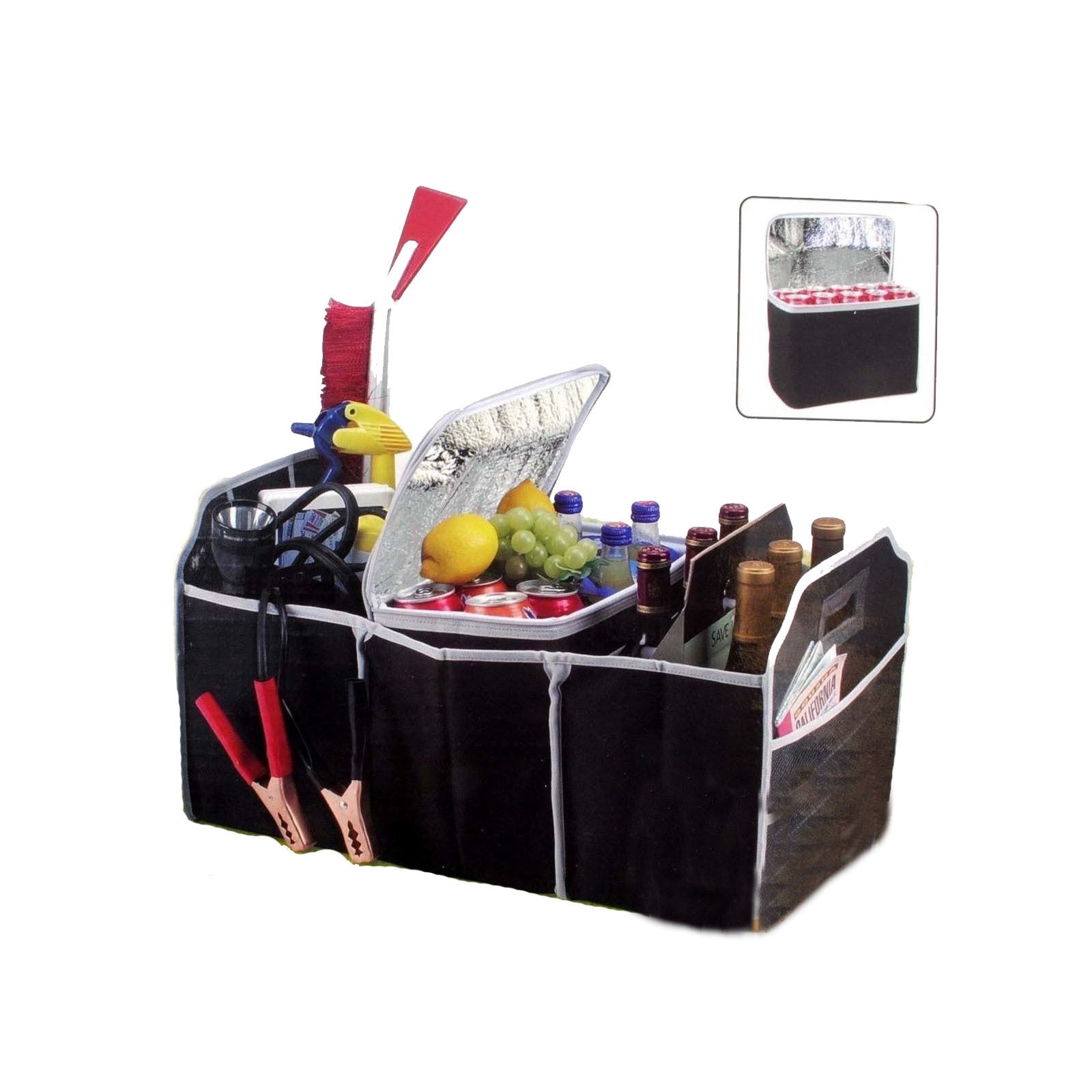 Deluxe Collapsible Car Boot Organiser with Cooler Bag Trunk Storage Bag Folding V563-AU0004