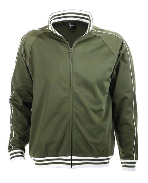 Identitee Mens Varsity Track Suit Top Jacket Jumper Long Sleeve - Army Green - XXX-Large (Plus Size) V563-B06-ARMY-3XL