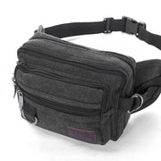 LARGE CANVAS BUM BAG Wallet Waist Pouch Travel Pocket Belt Storage in Black V563-B2005-BLACK