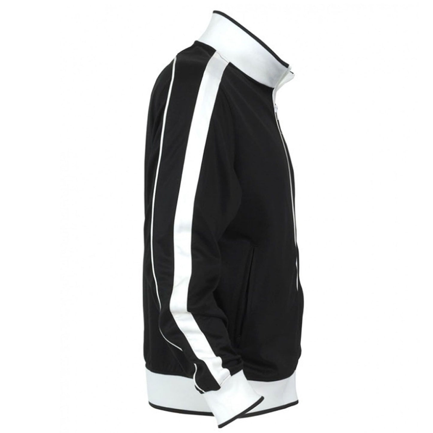 Identitee Mens Varsity Track Jacket Warm Winter Tracksuit Top Zip - Black/White - L V563-B29-BKWH-L