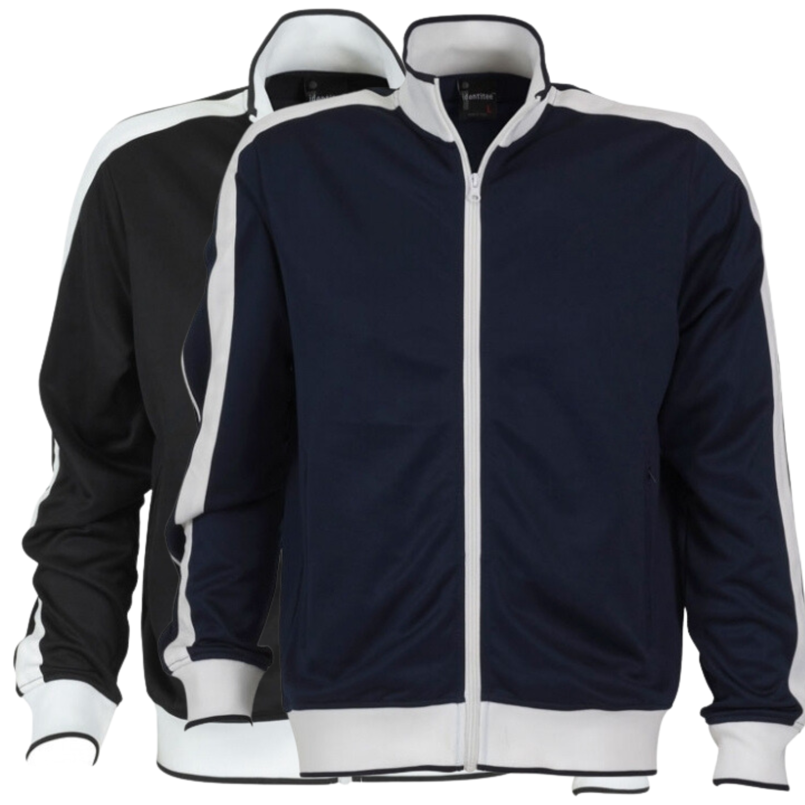 Identitee Mens Varsity Track Jacket Warm Winter Tracksuit Top Zip - Black/White - M V563-B29-BKWH-M