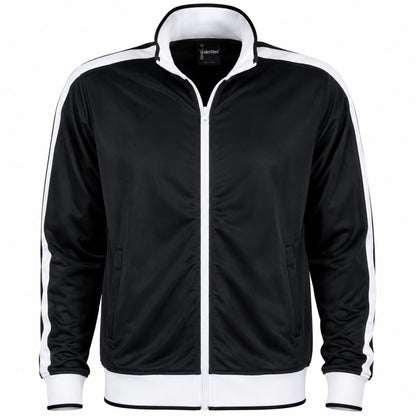 Identitee Mens Varsity Track Jacket Warm Winter Tracksuit Top Zip - Black/White - S V563-B29-BKWH-S