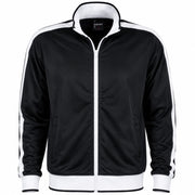 Identitee Mens Varsity Track Jacket Warm Winter Tracksuit Top Zip - Black/White - XL