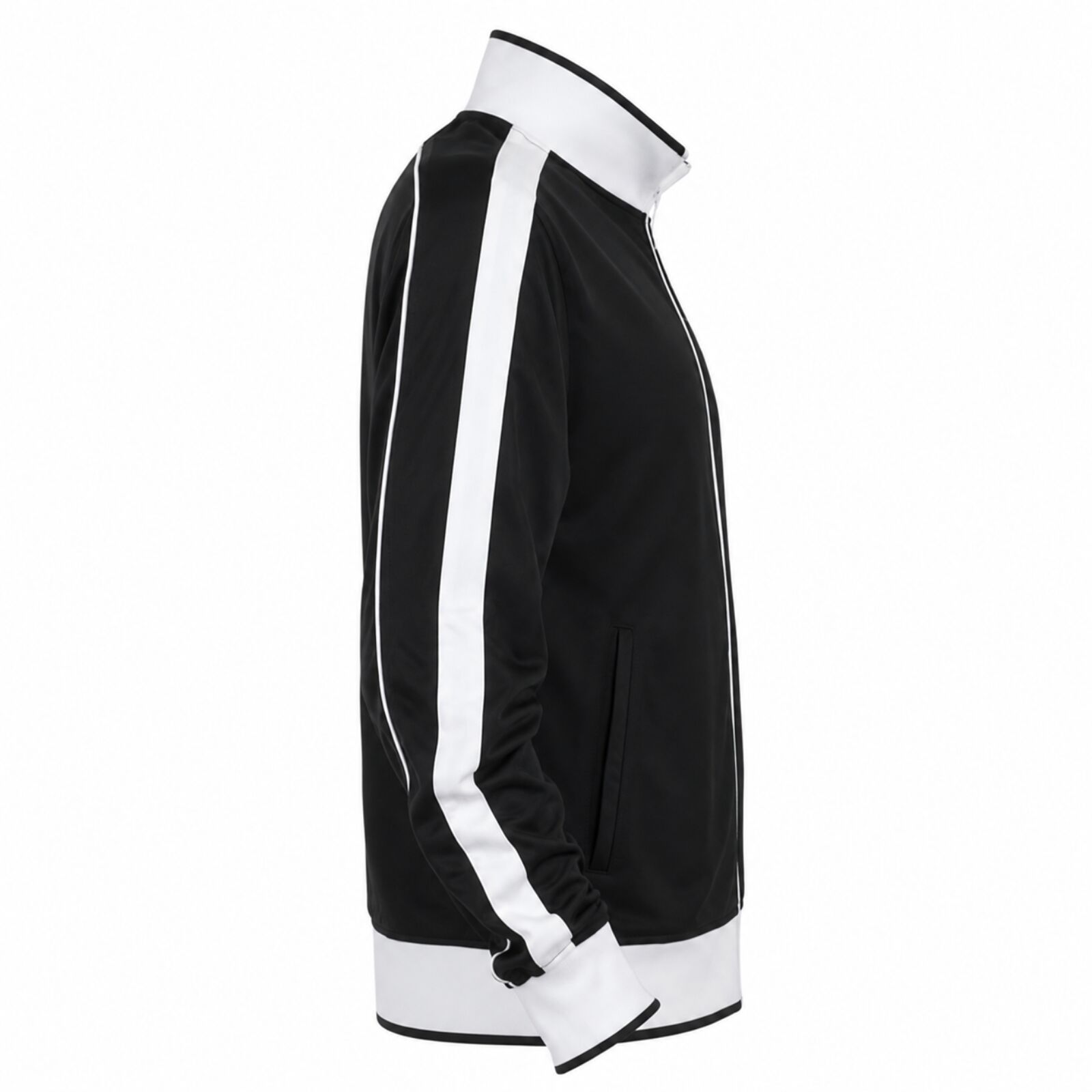 Identitee Mens Varsity Track Jacket Warm Winter Tracksuit Top Zip - Black/White - XL