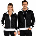 Identitee Mens Varsity Track Jacket Warm Winter Tracksuit Top Zip - Black/White - XXL