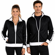 Identitee Mens Varsity Track Jacket Warm Winter Tracksuit Top Zip - Black/White - XXL