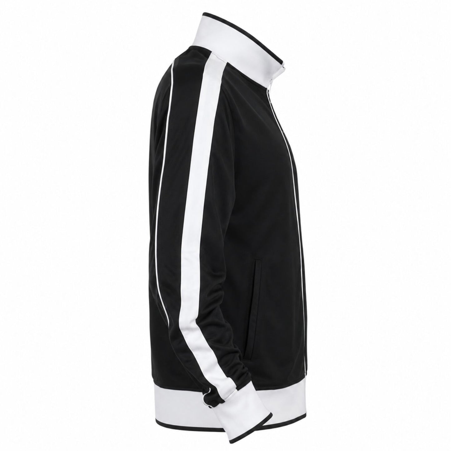 Identitee Mens Varsity Track Jacket Warm Winter Tracksuit Top Zip - Black/White - XXL V563-B29-BKWH-XXL