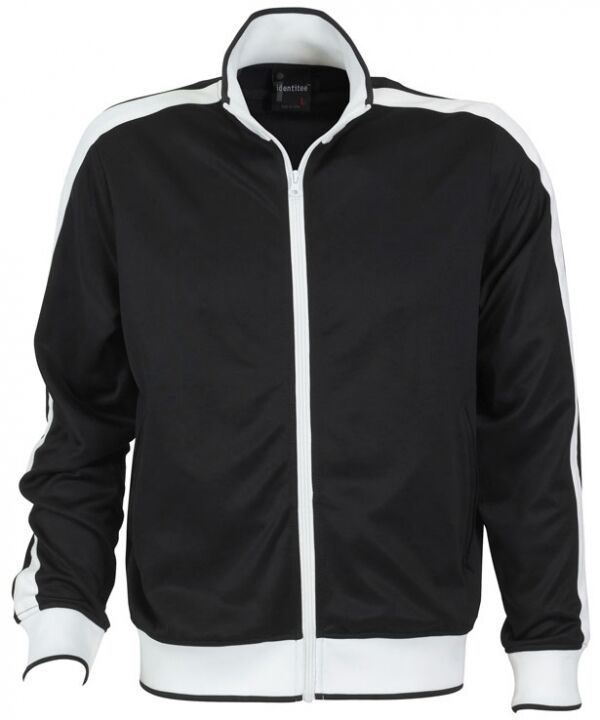 Identitee Mens Varsity Track Jacket Warm Winter Tracksuit Top Zip - Black/White - XXL