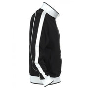 Identitee Mens Varsity Track Jacket Warm Winter Tracksuit Top Zip - Black/White - XXL