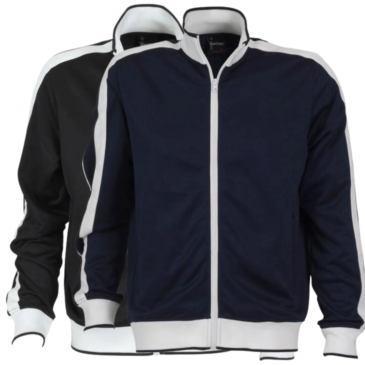Identitee Mens Varsity Track Jacket Warm Winter Tracksuit Top Zip - Navy/White - L V563-B29-NAWH-L