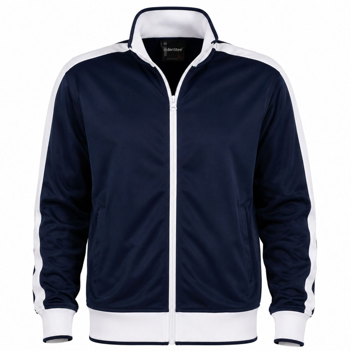 Identitee Mens Varsity Track Jacket Warm Winter Tracksuit Top Zip - Navy/White - M V563-B29-NAWH-M