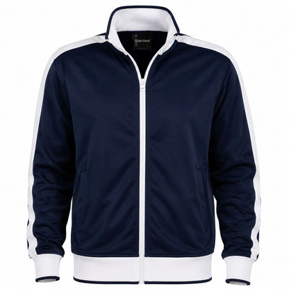 Identitee Mens Varsity Track Jacket Warm Winter Tracksuit Top Zip - Navy/White - M V563-B29-NAWH-M