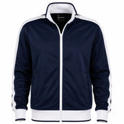 Identitee Mens Varsity Track Jacket Warm Winter Tracksuit Top Zip - Navy/White - XXL