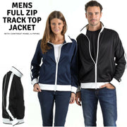 Identitee Mens Varsity Track Jacket Warm Winter Tracksuit Top Zip - Navy/White - XXL