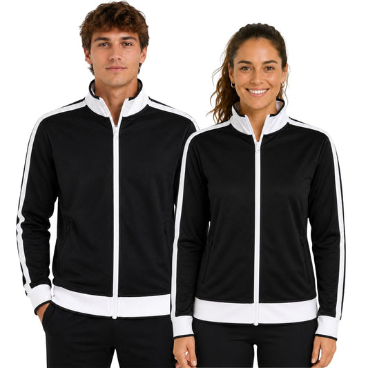 Track Top Jacket Full Zip Tracksuit Varsity Jumper Warm Winter - Black/White - L (14-16) V563-B30-BKWH-L