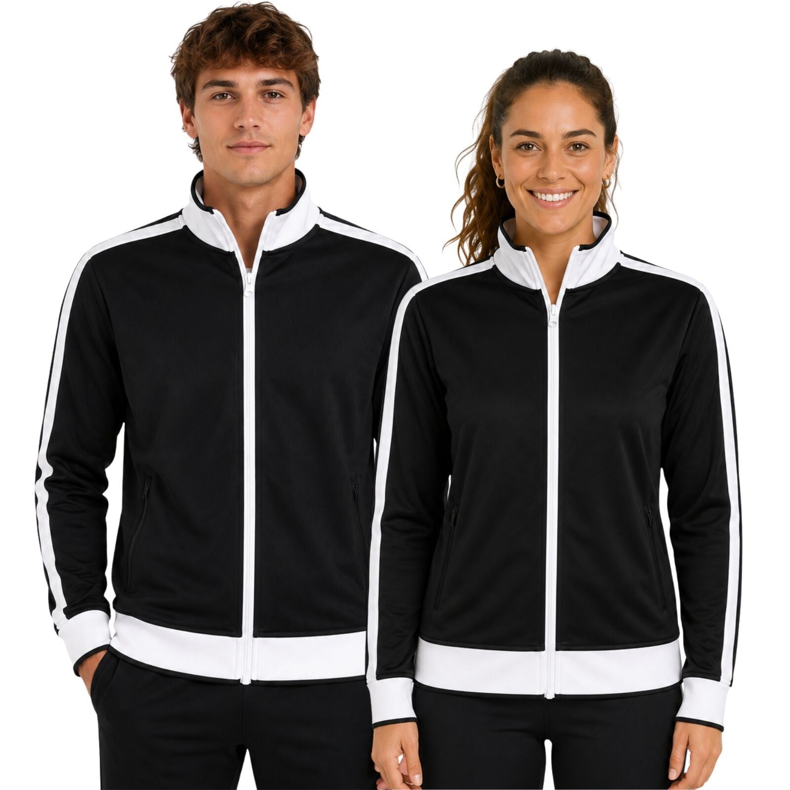 Track Top Jacket Full Zip Tracksuit Varsity Jumper Warm Winter - Black/White - M (10-12) V563-B30-BKWH-M
